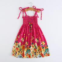 Summer Girls Floral Dress Sling Ruffles Bohemian Beach Princess Dresses for Girl Clothing  2 6 8 12 Years 100
