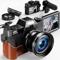 4K skaitmeninis fotoaparatas 18X skaitmeninis priartinimas 56MP fotoaparatas su plačiakampiu + makroobjektyvu, su "WiFi" ir rankiniu fokusavimu, 64G TF kortele 3,0 colių kompaktiškas fotoaparatas 180° apvertimas