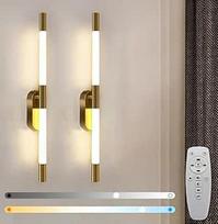 LED sieninis vidaus apšvietimas su nuotolinio valdymo pulteliu, 18 W, 2 vnt., ilgas sieninis šviestuvas, modernus, reguliuojamas, spalvos temperatūra, ryškumas, 60 cm, lengvas sieninis apšvietimas miegamajame, prieškambaryje, laiptinėje