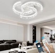 Miegamojo šviestuvas, lubų šviestuvas su nuotolinio valdymo pulteliu, gyvenamasis kambarys, reguliuojamas, 40 W LED virtuvės šviestuvas, lubų 3000 K - 6000 K, 4100 LM, 52 cm lubų šviestuvai, akrilo kristalų medžiaga restoranams