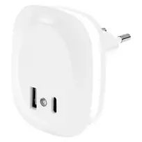 Naktinis LED šviestuvas į rozetę OSRAM LUNETTA EDGE SENSOR 12,5W 3000K 9lm USB-A USB-C su jud.davikl