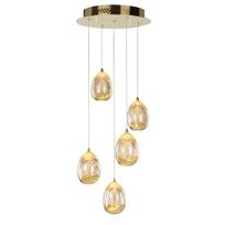 Pakabinamas šviestuvas Huelto PND-22112132-5A-CHPN, šampano aukso spalvos, modernus, LED apšvietimas