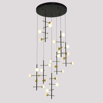 Pakabinamas šviestuvas Helmond PND-43883-28, juodos ir aukso spalvų, modernus, LED apšvietimas