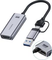 "Hagibis" USB 3.0 vaizdo įrašymo kortelė HDMI į USB/USB C 1080P HD 60 kadrų per sekundę tiesioginė transliacija ir vaizdo įrašymas Garso žaidimų graibštas MS2130 lustas, skirtas "Switch Xbox PS4/5" tiesioginei transliacijai, žaidimams, transliacijai (UHC0