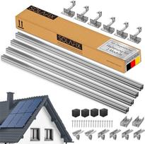 "SOLAFIX®" balkono elektrinės kronšteino čerpių stogo tvirtinimo rinkinys, skirtas 2 saulės baterijoms 30-35 mm aukščio rėmas Saulės baterijų kronšteino čerpių stogas su lengvai užsegamais spaustukais ir reguliuojamo aukščio stogo kabliais