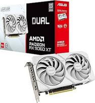 ASUS Dual Radeon RX9060XT 16G GDDR6 White žaidimų vaizdo plokštė (AMD Radeon RX9060XT, AMD RDNA 4 architektūra, 2,5 lizdo konstrukcija, dviguba BIOS, PCIe 5.0, 1x HMDI 2.1b, 2x DisplayPort 2.1a, balta)