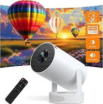 Išmanusis mini projektorius, 1080P, palaikantis 4K, su automatine geometrija ir rankiniu fokusavimu, 280 ANSI liumenų, "WiFi 6" ir "Bluetooth 5.0", nešiojamasis projektorius miegamajam ir namų kinui