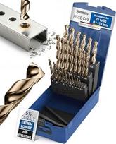 Metalo grąžtų rinkinys HSS kobalto 25 dalių | HSS-Co5 profesionalūs nerūdijančio plieno grąžtai 1-13 mm | Savikoncentruojantys kobalto sukimo grąžtai DIN 338 HSS CO grąžtų rinkinys nerūdijančiam plienui, plienui