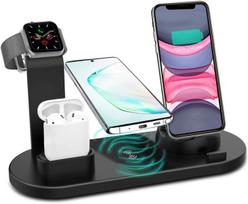 Telefono, išmaniojo laikrodžio ir ausinių stotelės belaidis įkroviklis 15W iOS ir Android Livman BXD-07A