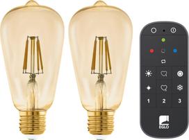 Eglo - Set of 2x E27 ST64 Amber Smart Bulbs - Zigbee & Bluetooth