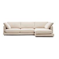 Smėlio spalvos kampinė sofa iš šenilinio audinio (su dešiniuoju kampu/su gultu) Gala – Kave Home