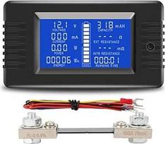 Baterijos testeris PZEM-015 DC Spannung Strom Leistung Kapazität Interner Widerstandsmesser für Automobil-Solaranlagen mit 360° drehbarem LCD-Display und Shunt-Optionen