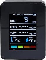 CO2 detektorius ABS CO2 detektorius, juodas CO2 anglies dioksido detektorius LCD TVOC HCHO Temperatūros drėgmės oro kokybės monitoriaus matuoklis Termometras Higrometras namams