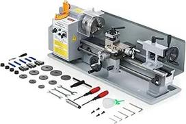 CREWORKS 550 W mini tekinimo staklės 7 x 14 colių 180 x 350 mm su 3 žiaunų pamušalu LCD ekranas 2500 aps./min, skirtos metalo apdirbimui "pasidaryk pats
