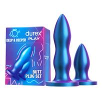 Analinių kištukų rinkinys Durex Play Deep & Deeper, mėlynas