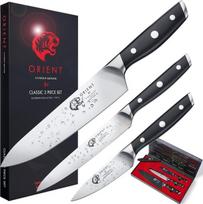 "Orient" virtuvinių peilių rinkinys, Carbon serija, 3‑dalių, Vokietijos X50 Ultra+ nerūdijančio plieno, Juoda, „Orient“ virtuvinių peilių rinkinys, anglies serijos, 3 dalių, vokiškas „X50 Ultra“ + nerūdijantis plienas, juodas