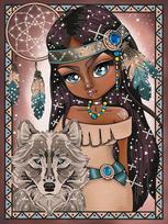 Deimantinė mozaika Indian Girl With Wolf 40x30 cm