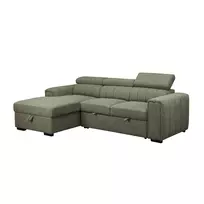 Kampinė sofa - lova ODELIA LC, šviesiai žalia