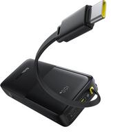 LiPo išorinis akumuliatorius (Powerbank) 20000mAh 20W, su įmontuotu USB-C kabeliu, USB-A, USB-C Bipow2 Juodas BASEUS