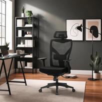 Spiralė Ergonomiška pasukama biuro kėdė SPIRAL, juoda, su galvos atrama darbui