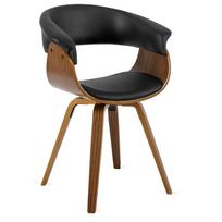 Ohajas Apmuštas valgomojo krėslas „Bentwood“, juodas, eko oda, modernus loftas, Ohio