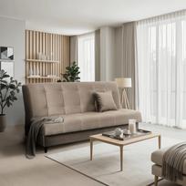 Lima LIMA sofa su miegojimo funkcija, dvivietė išskleidžiama sofa, smėlio spalvos, moderni svetainei