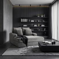 Kobelis KOBEL pilka pliušinė moderni sofa-lova fotelis