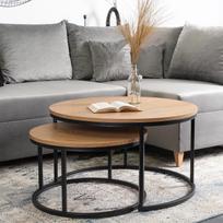 Delia Max DELIA MAX kavos staliukų komplektas, 60 cm/80 cm, auksinio ąžuolo spalvos, modernus loftas