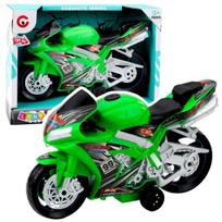Lenktyninis motociklas su šviesos ir garso efektais, žalias