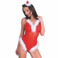 LivCo Corsetti Fashion LC 90706 Festive Christmas Bodysuit S/M Red-White