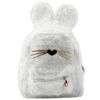 Vaikiška pliušinė kuprinė su kiškio ausytėmis, 22 cm, 3L, balta