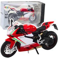 Metalinis sportinio motociklo modelis su šviesos ir garso efektais, 1:12, raudonas/baltas