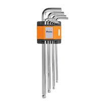 HEX šešiakampių raktų rinkinys 1,5–10 mm su rutuline galvute Bradas, 9 vnt., extra long