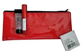Smashbox Deluxe bandomasis rinkinys: Super Fan blakstienų tušas ir Photo Finish glotninanti makiažo bazė + raudona kosmetinė