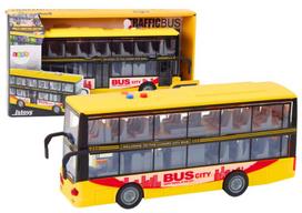 Dviaukštis autobusas su šviesos ir garso efektais, 1:16, geltonas