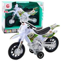 Off-Road krosinis motociklas su šviesos ir garso efektais, baltas