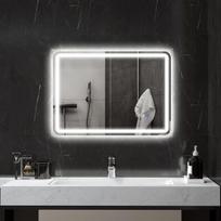 HOMCOM vonios veidrodis su apšvietimu 50x70 cm LED veidrodis sieninis veidrodis su „Bluetooth“ muzikos funkcija jutiklinis jungiklis atminties funkcija šviesos veidrodis neblunkantis su 3 šviesos spalvomis sidabras