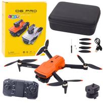 Dronas D6 PRO su kamera ir LED, oranžinis