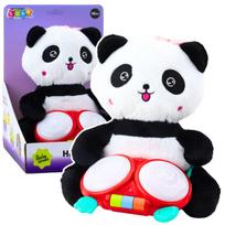 Pliušinė panda su būgnais su šviesos ir garso efektais