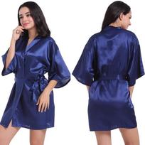 Paprastas satino chalatas, vestuvinis pamergės kimono chalatas, miegui skirtas chalatas 2XL raudona