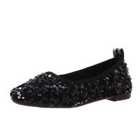 Plokščiakulniai Batai Moteriški blizgučiai Kvadratiniai pirštai Loafers Mados Baleto Butai Vestuviniai Moteriški Patogūs slydimo batai Žemakulniai Suknelės Batai Vakariniam vakarėliui 35 juoda