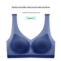 Moteriška besiūlė miego liemenėlė iš ledo šilko: Super plonas, Kvėpuojantis, Didelio dydžio, Be lankelių, Graži nugara, Vasaros komfortas 5XL (200-220 jin) mėlyna