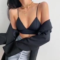 Prancūziškas bralette Sexy Triangle Cup Liemenėlė Moteriškas apatinis trikotažas Medvilnė Besiūlė Deep V Wire Be Push Up Liemenėlė Moteriškas minkštas apatinis trikotažas S balta