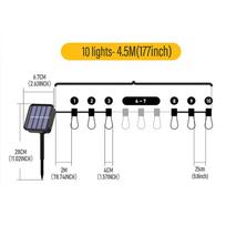 Saulės energija retro LED šviesos styga lauko vandeniui atspari atostogų sodo sodo kraštovaizdžio lemputės šeimai Kalėdų vakarėlio dekoratyviniai žibintai Kalėdų šviesa 4.5M-10 bulbs geltona