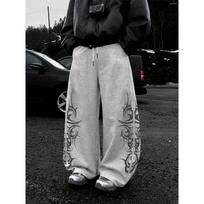 Men's Pants Casual Printed Wide-leg With Style Thigh Prints - Loose For Outfits And Themed Parties S
