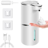 Bekontaktis automatinis putojančio muilo dozatorius 380ml 4 lygių reguliuojamas USB įkraunamas elektrinis sieninis montuojamas vonios kambariui virtuvei balta