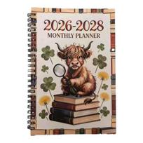 2026-2028 Mėnesinis planuoklis 3 Metų planuoklio knyga Saus. 2026 - Gruodis. 2028 m. 36 mėnesių kalendorius su dviguba spiraline rišama dalimi mokyklos darbams F