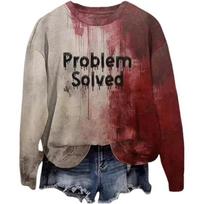 Terror Blood Graphic Sweatshirts Cosplay Party Clothing Female Clothes I'm Fine Bloody Women Tees Top Outdoor Casual Men Pullovers S