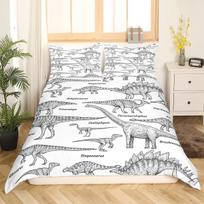 Dinozaurų patalynės užvalkalų komplektas vaikams Mažiems vaikams Animacinis dinozauras Patalynės komplektas Mielas dinozaurų raštas Poliesteris Antklodės užvalkalas Karaliaus dydis EU Single(135*200cm)3pcs gray