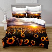Botanical Floral Print Duvet Cover - Lush Sunflowers In The Field Yellow Flowers EU Single(135*200cm)3pcs